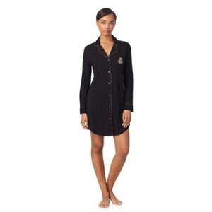Lauren Ralph Lauren Black Knit Nightshirt Pajama Dress Size S